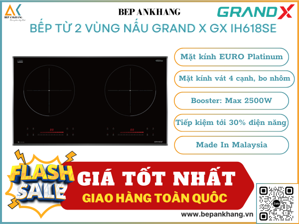 Bếp từ 2 vùng nấu Grand X GX IH618SE - Made In Malaysia